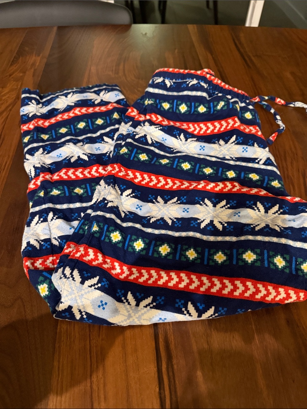 Hanna Andersson Adult Unisex Fair Isle Navy Snowflake Print Pajama Pants